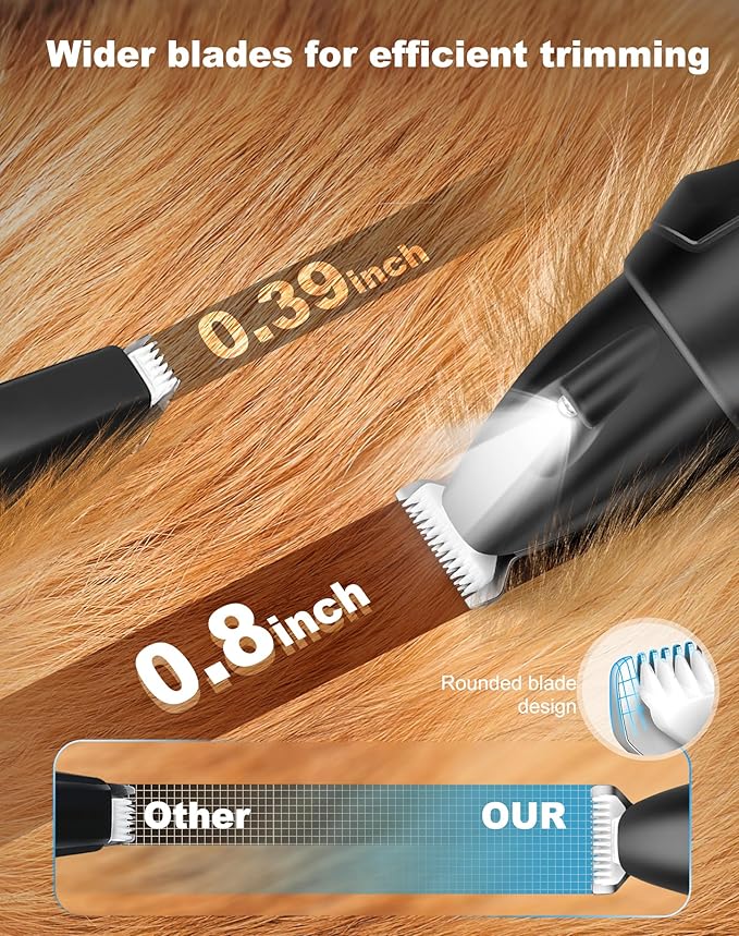 LEYOUFU Dog Paw Trimmer with LED Light, 2 Speed Low Noise Paw Trimmers for Dog's Feet, Cordless Electric Dog Clippers for Grooming Cat Hair Shaver for Paws, Ears, Face, Rump Small Areas (Black)