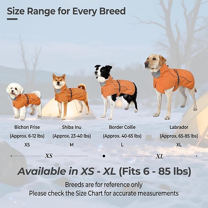 Softshell Dog Coat for Winter Walks and Hiking, Windproof and Water-Repellent Jacket with Harness Opening and Reflective Strips, Ideal Stocking Stuffer for Active Dogs (Aurantium, X-Large)