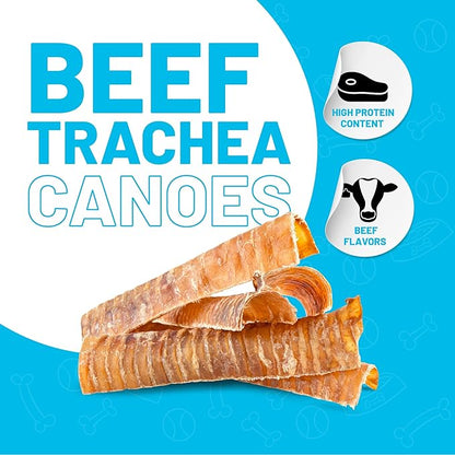 Sitka Farms Beef Split Trachea Canoe 6" - 20 Pieces - Dental Health Treat - Bone and Chews - 100% Natural Premium Dog Treat Long Lasting for Medium Large and Small Dogs