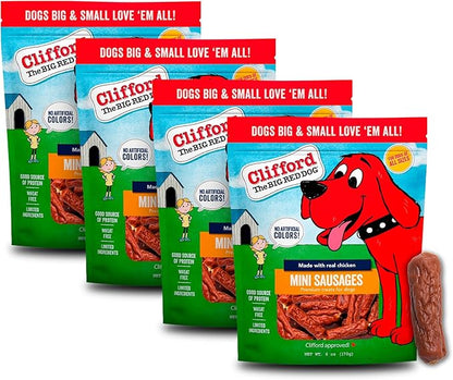 Clifford The Big Red Dog Soft Training Treats for Puppies and Dogs – Healthy, High Protein, Grain Free, Soft Puppy Treats for Small Dogs and Large – Real Chicken Sausage – 24oz