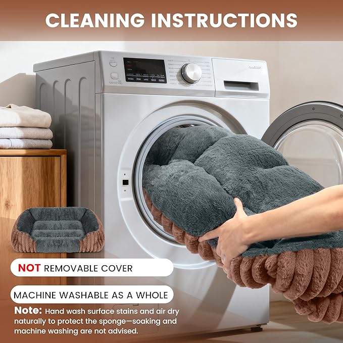 Dog Beds for Medium Dogs 32x24 Inch, Comfort-Sided Orthopedic Dog Bed Couch with Breathable Shredded Memory Foam, Faux Rabbit Fur Pet Bed, Non-Detachable, Non-Slip, Machine Washable