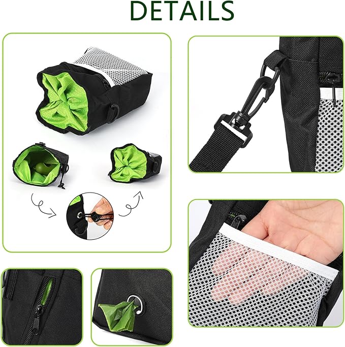 Gliitatu Dog Treat Pouch Built-in Poop Bag Dispenser and Training Clicker and Collapsible Dog Bowl and Poop Bag 4Pack Dog Training Kit Treat Pouches for Pet Training with Clip, Adjustable Strap