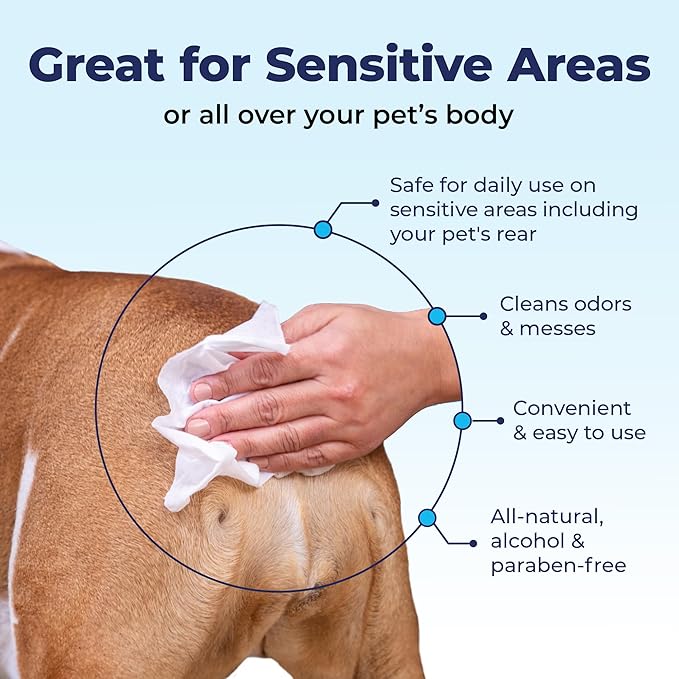 Vetnique Glandex Dog Wipes for Pets Cleansing & Deodorizing Anal Gland Hygienic Dog & Cat Wipes with Vitamin E, Skin Conditioners and Aloe (75ct)