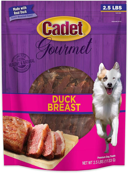 Cadet Gourmet Duck Breast Jerky Dog Treats, Healthy, Long-Lasting High-Protein Training Treats for Small & Large Dogs, 40 oz.