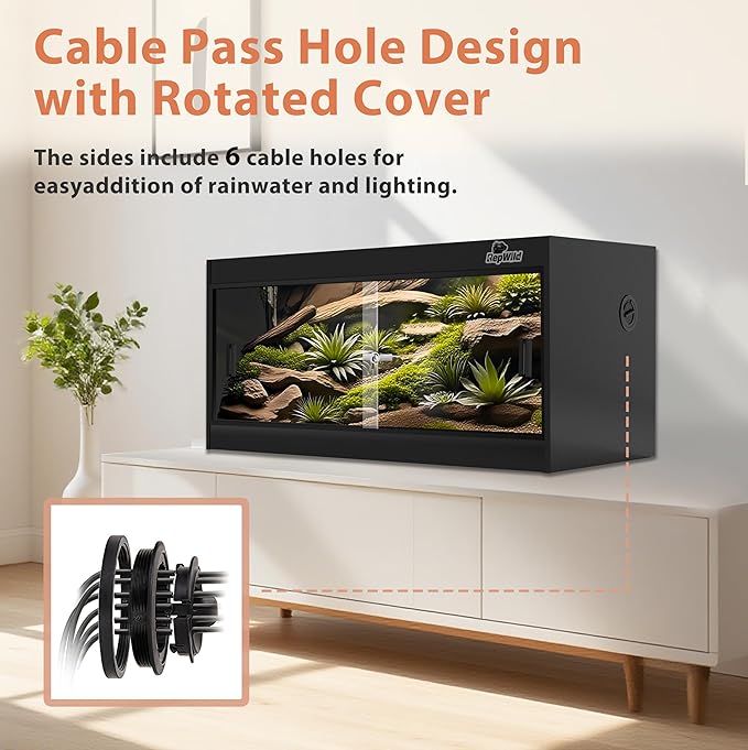 50 Gallon PVC Reptile Enclosure, RepWild 36"x18"x18" Terrarium/Tank with Heavy-Duty Screen Top, Glass Sliding Doors & Lock for Bearded Dragons, Ball Python, Geckos, Lizards