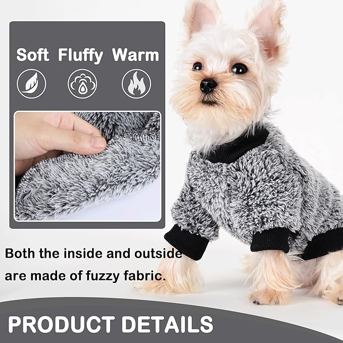 Dog Sweaters for Small Dogs Girl Male Dog, Sweater, Soft Fleece Pet Winter Clothes Boy Girl, Fuzzy Sweatshirts Flannel Jacket Puppy Coat(M, Black)