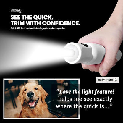 Diamondg Cordless Micro Dog Nail Grinder with Quiet Sound & LED Tip for Large & Small Dogs, 4hrs. Runtime - Electric Dog Nail Trimmer, Heavy Duty Rotary Tool Alternative to Toenail Clippers & Filers