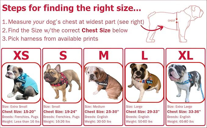 BULLHUG Adjustable Dog Harness– No Pull, No Choke – for English Bulldogs, French Bulldogs, Pugs & Broad-Chested Breeds – Easy, Safe Walks (Heart Beat, Large)