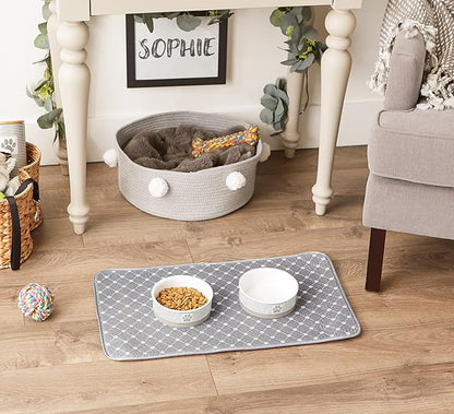 Bone Dry Machine Washable, Ultra Absorbent Pet Mat, 14x24, Gray Trellis Print