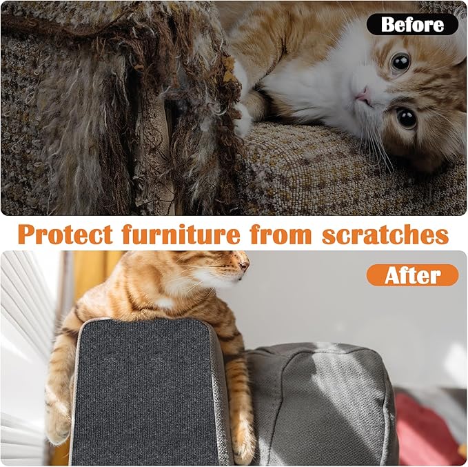 Cat Scratch Furniture Protector - 78.7" x 13.8" Trimmable Self-Adhesive Cats Claws Scratch Pads, DIY Cat Climbing Couch Protector for Scratch Post Cat Tree Replacement Indoor (Dark Gray)