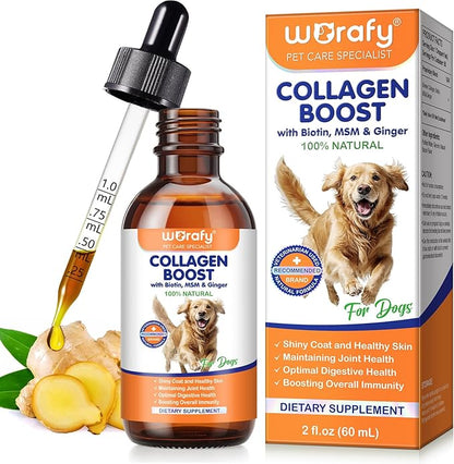 Collagen for Dogs - Liquid Collagen Supplement Drops for Dog, Itch Relief for Dogs, Boosts Skin & Coat, Joint Health, Digestion, Immunity, 60ml