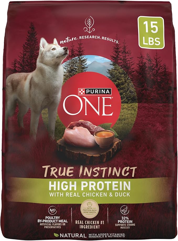 Purina ONE True Instinct High Protein Dry Dog Food Formula with Real Chicken and Duck Natural with Added Vitamins and Minerals Dog Food - 15 lb. Bag