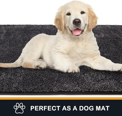 PURRUGS Dirt Trapping Door Mat 24" x 35.5", Non-Slip Machine Washable Entryway Rug, Dog Doormat, Indoor Front Door Mat, Super Absorbent Entry Rug for Muddy Shoes & Paws, Charcoal