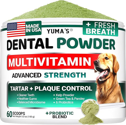 Advanced Dog Dental Powder, Breath Freshener with Multivitamin, Dog Teeth Cleaning, Bad Breath & Tartar and Plaque Off Remover for Dogs Probiotics lab co, Pet Oral Care - Vitamins and Supplements