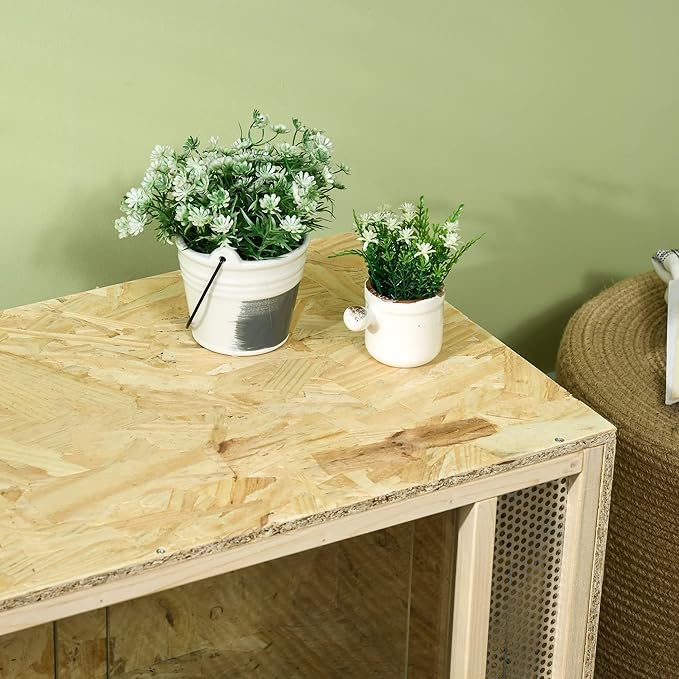 PawHut Reptile Terrarium, Reptile Tank 31.5" x 15.7" x 15.7" with Sliding Door for Chameleon, Lizard, Snake, Frog, Turtle, 33.8 Gallon