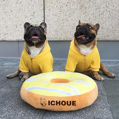 iChoue Pug Clothes Hoodies for Dogs Puppy French Bulldog Frenchie English Boston Terrier Bully Pitbull Sweatshirt Sweater Clothing Cold Weather Winter Coats - Yellow/Small