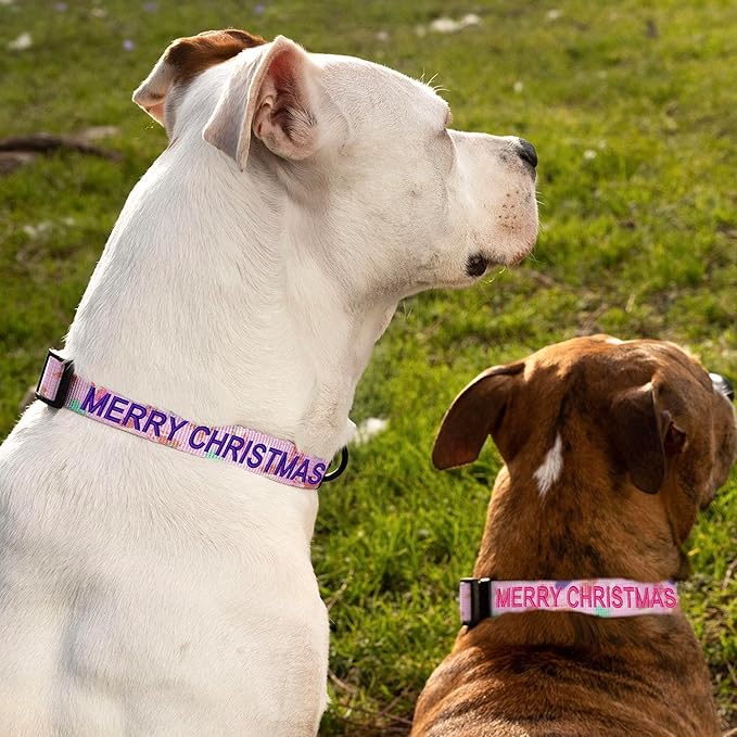 Pawtitas Personalized Dog Collar Dog Soft Adjustable Puppy Collar Customizable Embroidered add Pet Name Phone Number or Phrase Extra Small Christmas Cookies