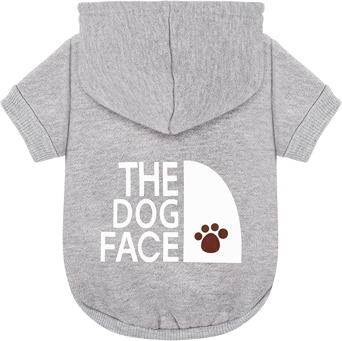 Paiaite Gray Chihuahua Dog Hoodie: Keep Your Pup Warm and Stylish with a 'The Dog Face' Printed Sweatshirt, Pet Clothes, and Sweater Coat All in One - Perfect for Winter and Cool Summer Nights! M