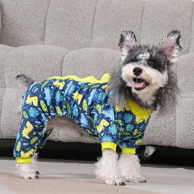 CuteBone Dinosaur Costume Dog Pajamas, Stretchy Spandex Crystal Velvet Sleepwear Coat for Small Dogs, Soft & Warm Pet Outfit Clothes for Cold Weather, Cozy Pullover Design COSP10S