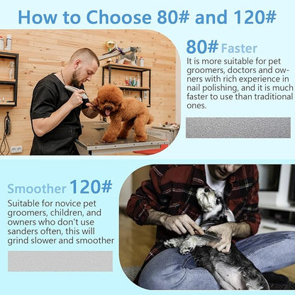 RIUORKIE Diamond Rotary Nail Grinder Bits for Dog, 1/8" Diamond Dog Nail Attachment for Dremel Grinder Replacement Heads Pets Nail Care Clippers for Medium Large Dogs.