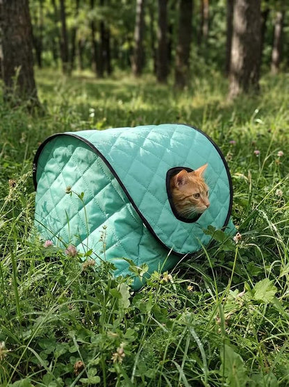 Outdoor cat Bed, cat cave Bed,a Dual-use indooroutdoor cave cat Bed, relieves cat Anxiety, Comes with Ground pegs for Fixation, Waterproof and Warm, Suitable for Camping and Outdoor pet beds.