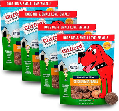Clifford The Big Red Dog Soft Training Treats for Puppies and Dogs – Healthy, High Protein, Grain Free, Soft Puppy Treats for Small Dogs and Large – Real Chicken Mini Meatballs – 24oz