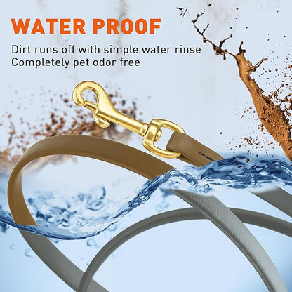 Viper Biothane K9 Working Dog Leash Waterproof Lead for Tracking Training Schutzhund Odor-Proof Long Line with Solid Brass Snap for Puppy Medium and Large Dogs, 20ft Coyote Brown