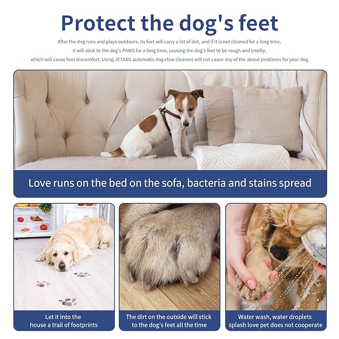 Dog Paw Cleaner，Automatic paw cleaner For dogs, Type-c Charging, Designed For Small To Medium Sized Dogs ，Easy To Carry，Keeps Homes Clean(white)