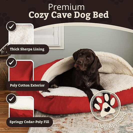 Snoozer Pet Products Rectangle Cozy Cave Dog Bed, Large, Red