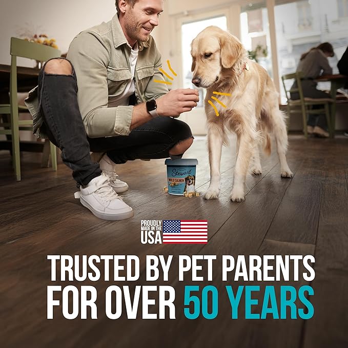 Stewart Wild Salmon Dog Treats, 2.75 oz, ~55 Pieces, Freeze Dried Raw, Single Ingredient, 65% Protein Training Treats or Meal Topper in a Resealable Tub, Grain Free, Gluten Free