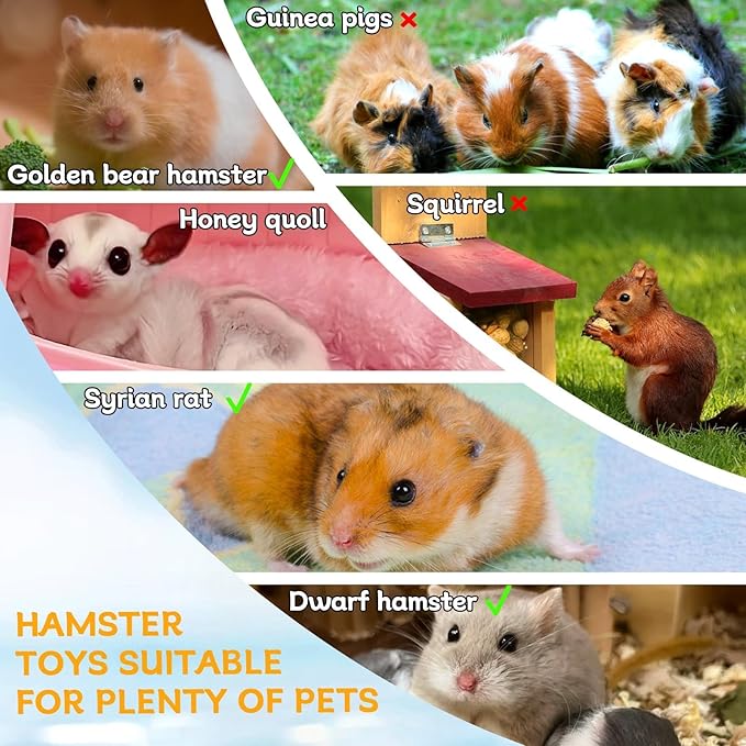 Hamiledyi Wooden Hamsters 2-Chamber Hideout-Tunnel Multi Chamber Exploring Toy Hamster Exploring Tunnel Toy for Hamsters Mice