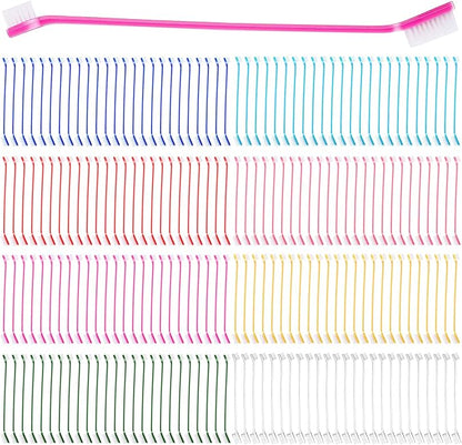 200 count Dog Toothbrush Bulk Dual Headed Dental Brushes Dogs Tooth Brushing Kit Long Handle Pet Tooth Brush for Puppy Large Small Cats and Most Pets Teeth Cleaning Dental Care Supplies, 8 Colors
