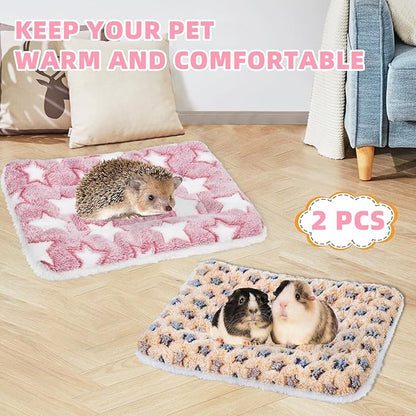 YedsIntu 2 Pcs Guinea Pig Bed, Washable Rabbit Bunny Bed Mat Warm Small Animal Bed Pad Guinea Pig Pillow Pet Bed Mat for Chinchilla Hedgehog Ferret (13.7" x 10.6")