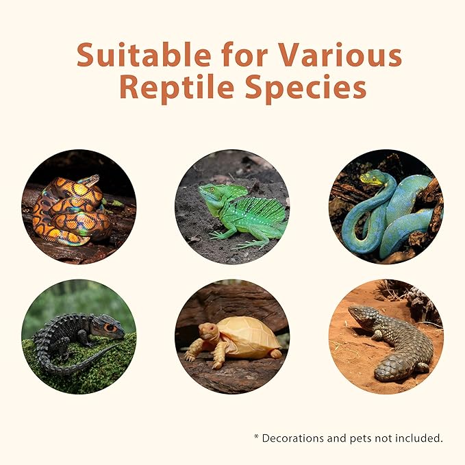 20 Gallon PVC Reptile Enclosure, RepWild 30"x12"x12" Terrarium/Tank with Heavy-Duty Screen Top, Glass Sliding Doors & Lock for Bearded Dragons, Ball Python, Geckos, Lizards