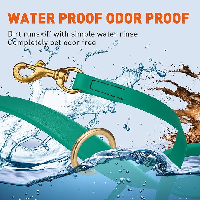 Viper Biothane K9 Working Dog Leash Waterproof Lead for Tracking Training Schutzhund Odor-Proof Long Line with Solid Brass Snap for Puppy Medium and Large Dogs 20in, Teal