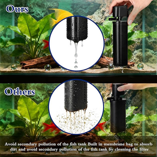 TARARIUM Fish Tank Filter U-V for 45-120 Gallon Tank, 300GPH Aquarium Filter for Turtle Tank Fish Tank Green Clean Machine, Sock Filter for Cold Plunge Saltwater Freshwater Crystal Clear