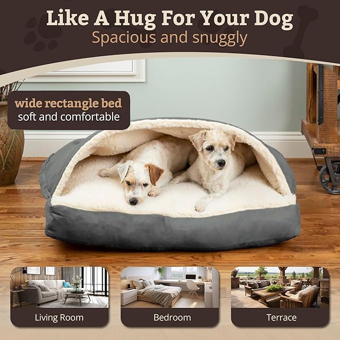 Snoozer Pet Products Luxury Rectangle Cozy Cave Dog Bed with Microsuede, Small, Anthracite