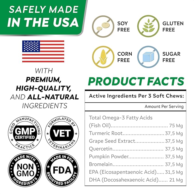 StrellaLab Dog Allergy Relief & Anti Itch Support Chews w/Omega 3: Real Ingredients, Real Taste! Skin & Coat Immune Supplement w/Fish Oil, Pumpkin & Enzymes — Developed by Experts - Made in USA -240Ct