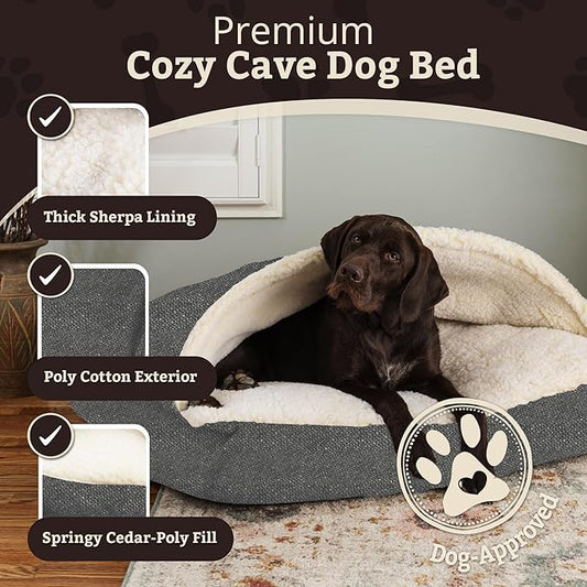 Snoozer Pet Products Luxury Rectangle Cozy Cave Dog Bed with Microsuede, Showdog Collection, Extra Large, Merlin Pewter