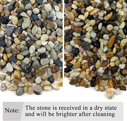 2 lbs Aquarium Gravel, 2/5 inch Pea Gravel for Fish Tank, Decorative Pebbles River Rocks for Plants Succulent Vase Indoor Water Fountains and Outdoor Landscaping