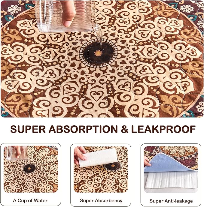 Qeils Washable Pee Pads for Dogs, Reusable Puppy Pads Super Absorbent Leakproof Dog Training Pads, Non-Slip Wee Wee Pads for Crate, Floor, Potty Pads Feeding Mat Dog Pee Extra Large Pee Pads 72"x72"