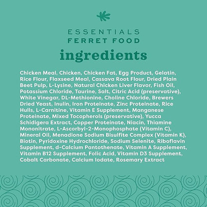 Oxbow Essentials Ferret Food, Vitamin & Mineral Rich Formula for Ferret, High Protein Food & High Fat, Small Animal Pet Products, Oxbow, Made in USA, 4 lb Bag