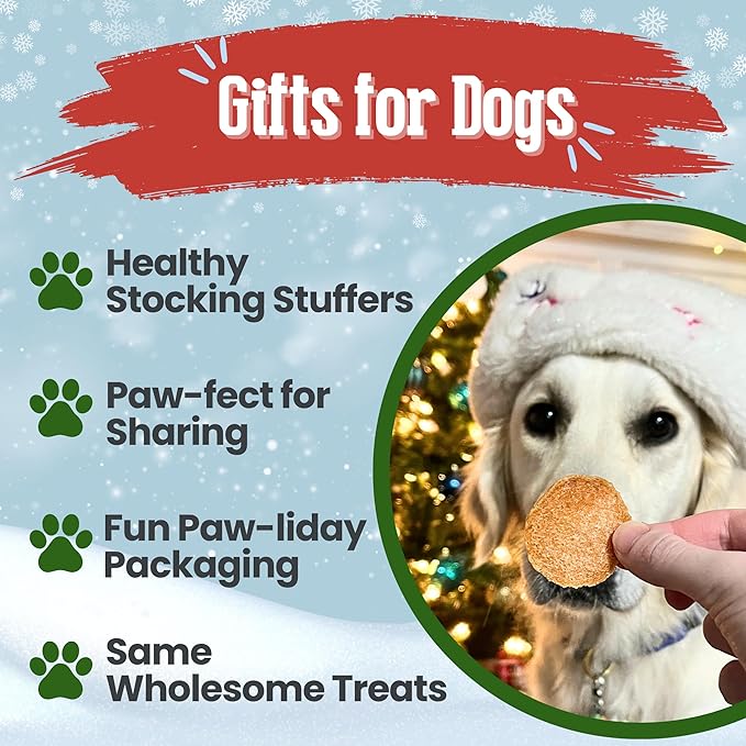 Farm To Pet Holiday Chicken Chipmas Feast Dog Training Treats - Chicken Chips, Single Ingredient, Lean, All Natural, Healthy Treats for Small, Medium, Large Dog Breeds, & Puppies, Made in USA