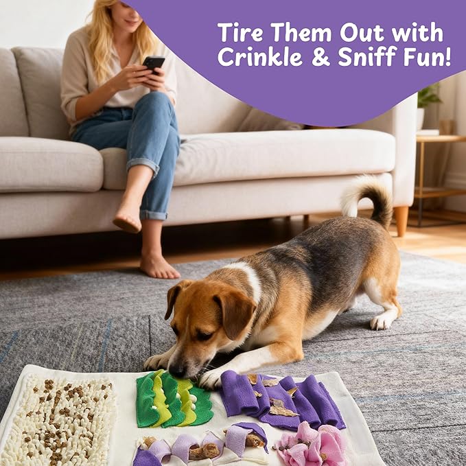 Nocciola Dog Snuffle Toy, Blueberry Cake Snuffle Mat for Puppies Puzzle Puppy Toy with Crinkle, Hide and Seek Interactive Enrichment Toys for Small Medium Dogs, Dog Gift Birthday Cake Toy