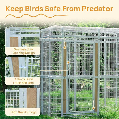 wonline 10FT Extra Large Bird Cage for Parakeets Outdoor Bird Aviary Parrot Cage with Perch, Walk-in Heavy Duty Birdcage for Macaws Canaries Parrots Budgie Lovebirds, White