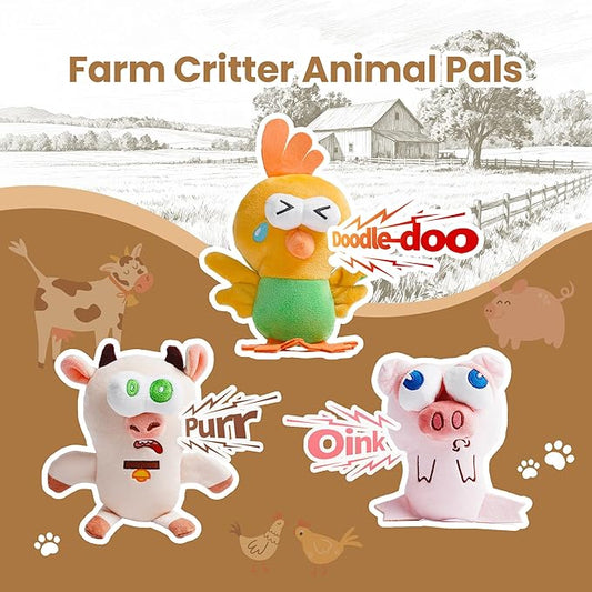 Nocciola Squeaky Dog Toys, Durable Farm Critter Plush Stuffed Dog Toys with Crinkle & 3 Unique Realistic Animal Squeak Sounds to Keep Dogs Busy, Puppy Teeth Toys for Small, Medium & Large Dogs