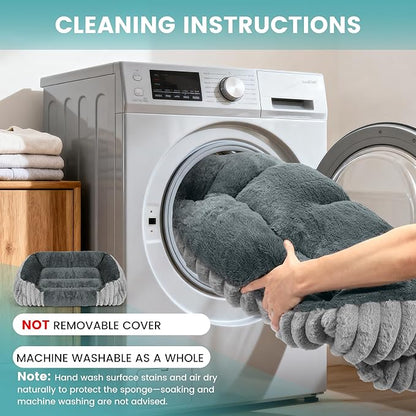 Dog Beds for Extra Large Dogs 39x32 Inch, Comfort-Sided Orthopedic XL Dog Bed Couch with Breathable Shredded Memory Foam, Faux Rabbit Fur Pet Bed, Non-Detachable, Non-Slip, Machine Washable