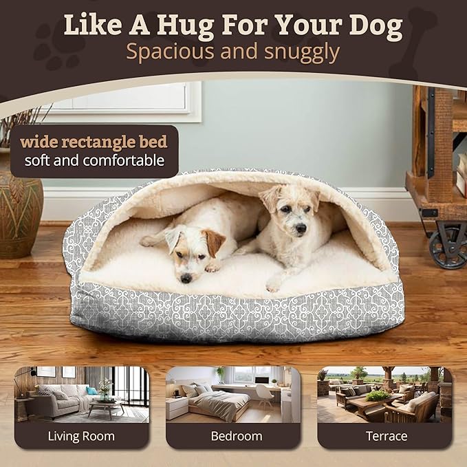 Snoozer Pet Products Luxury Rectangle Cozy Cave, Wag Collection, Extra Large, Ramey Gray