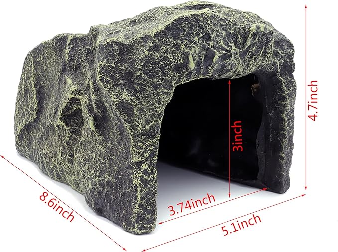 Reptile Hide Medium Rock Snake Hide Cave Hideout Terrarium Habitat Decor Ornament Bearded Dragon Tank Accessories