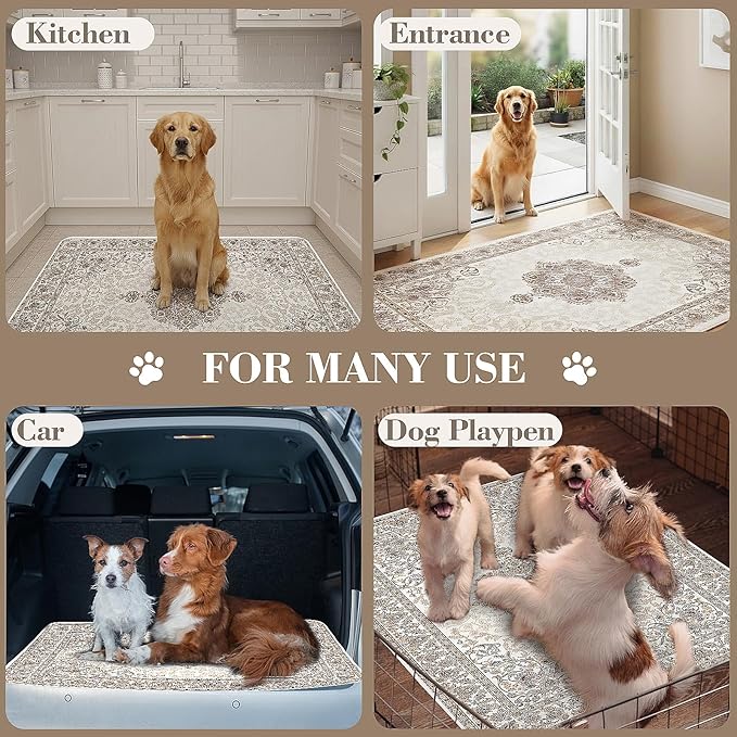 Washable Pee Pads for Dogs, Reusable Dog Training Pads. 54''x72'' Super Absorbent Dog Rugs, Non-Slip and Leakproof Pee Mat for Dogs, Large Whelping Pads for Crates and Floors